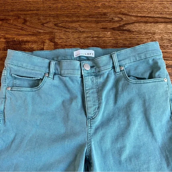 LOFT Women's Modern Skinny Crop Teal Jeans size 8 - Picture 3 of 7